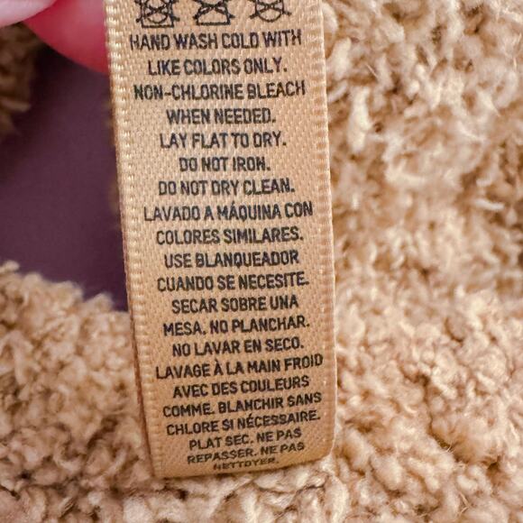 SKIMS Cozy Knit Teddy Tie Open Back Halter Bra Crop Top Camel Lounge Size L NEW - Picture 10 of 12